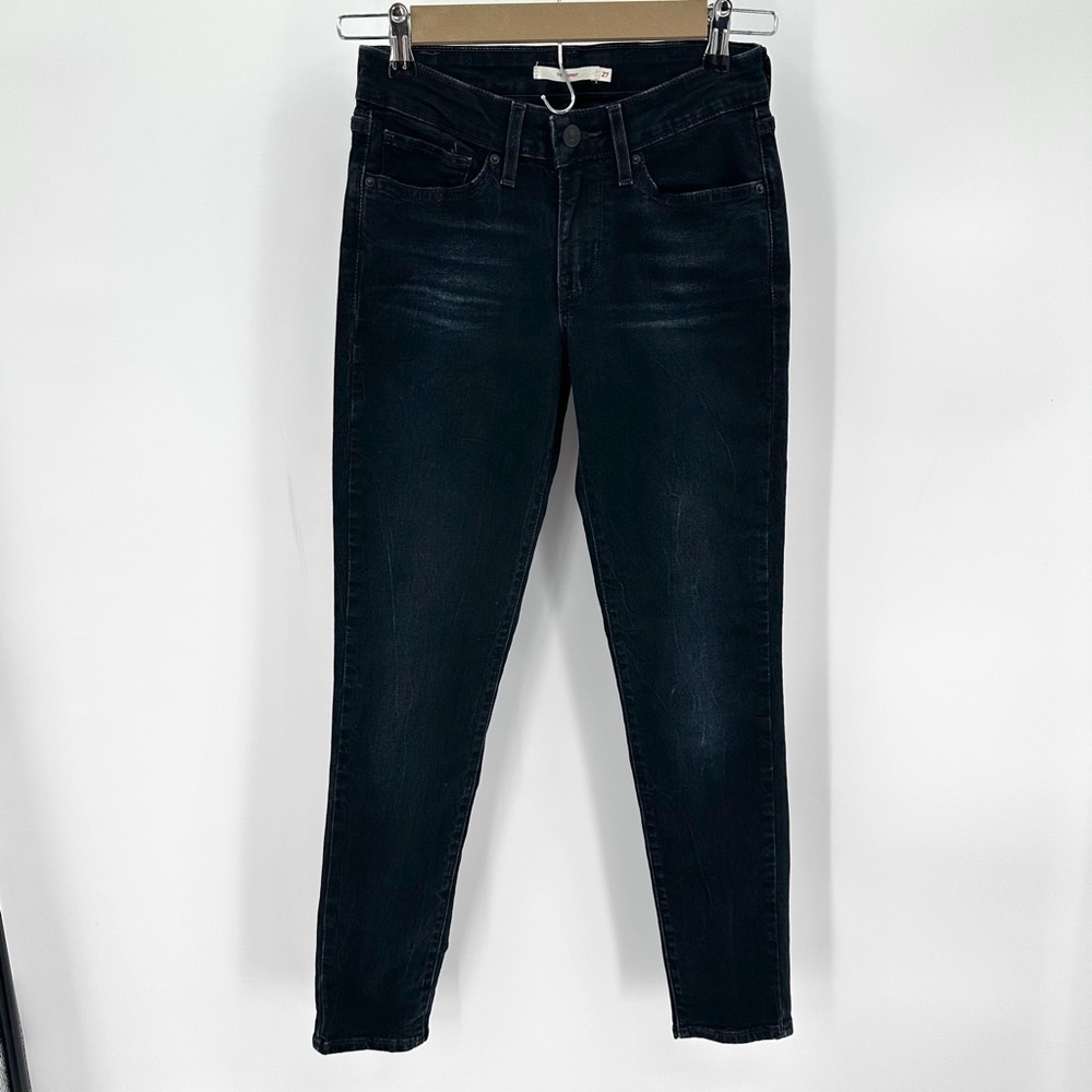 Levis 711 Skinny Jeans Womens Sz 27 Tag Sz W27 L 30 Dark Wash Inseam 27.5" READ
